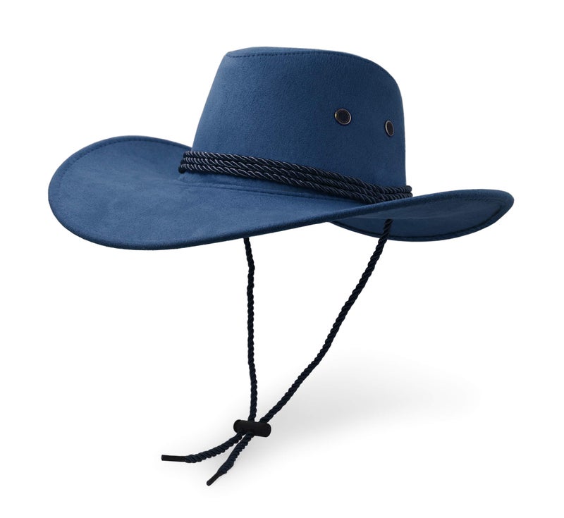 UltraKey Cowboy Hat, Sun Hat Faux Felt Leather Suede Travel Cap Western Hat Outdoor Sun Protect Nayv Navy - Image 1